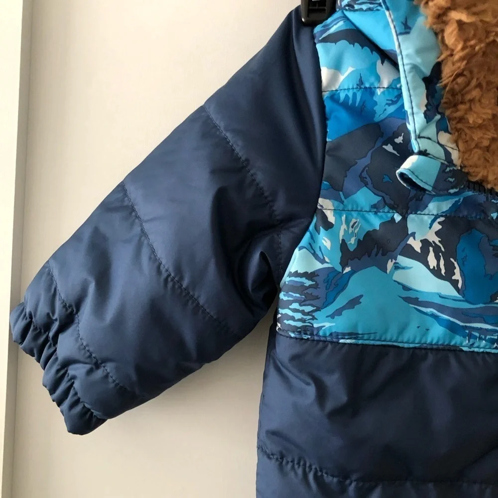 New The North Fave Blue Reversible Baby Jacket 3-6 M